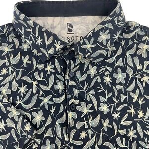 Desoto Mens Floral Short Sleeve Polo Shirt 100% Cotton Made In Europe XL